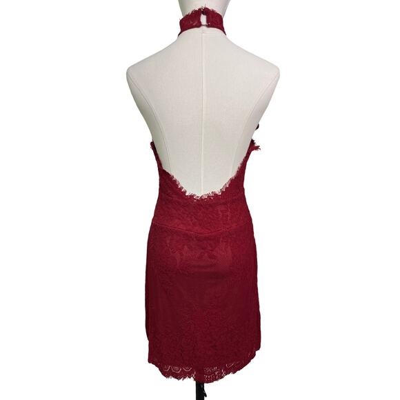 Free People Intimately Red Velvet Lace Halter Mini Dress NWT Size Small - Picture 7 of 13